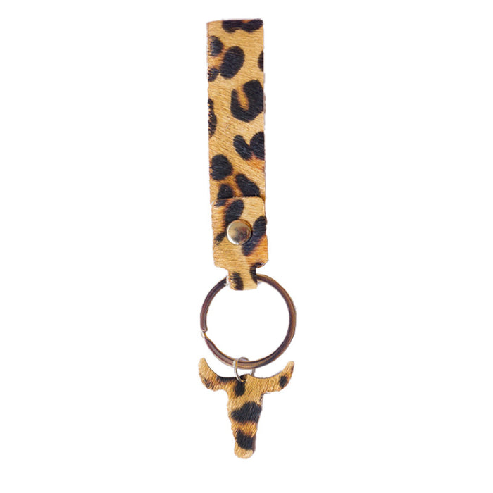 Wholesale Keychains Alloy Genuine Leather Leopard Print Handmade 3pcs JDC-KC-HeYi015