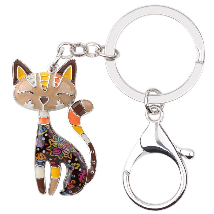 Wholesale Color Cat Keychain Alloy Keychain JDC-KC-HonS001