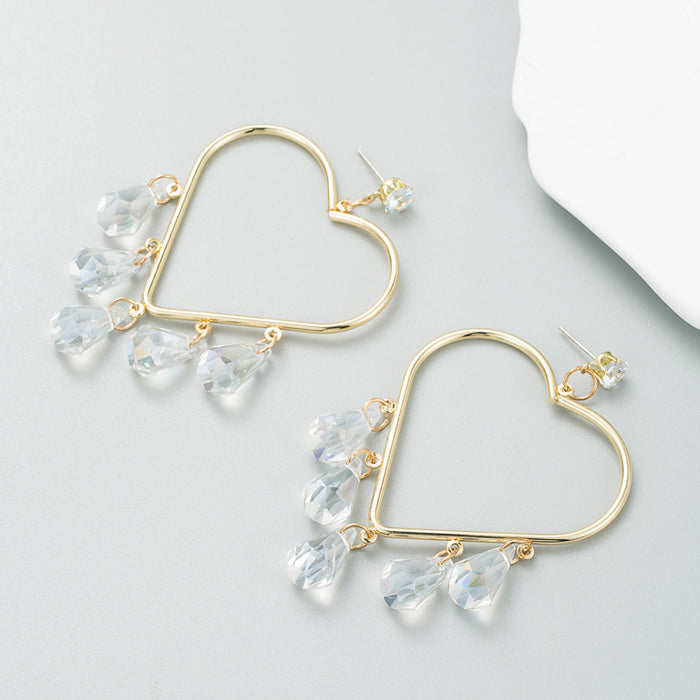 Wholesale Personalized Heart Shaped Alloy Tassel Earrings JDC-ES-hemin034