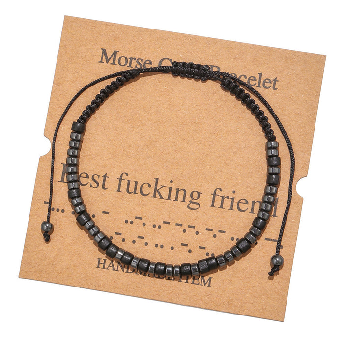 Jewelry WholesaleWholesale Morse Code Black Iron Stone Beaded Braided Bracelet JDC-BT-ZhuJ002 Bracelet 诛积 %variant_option1% %variant_option2% %variant_option3%  Factory Price JoyasDeChina Joyas De China