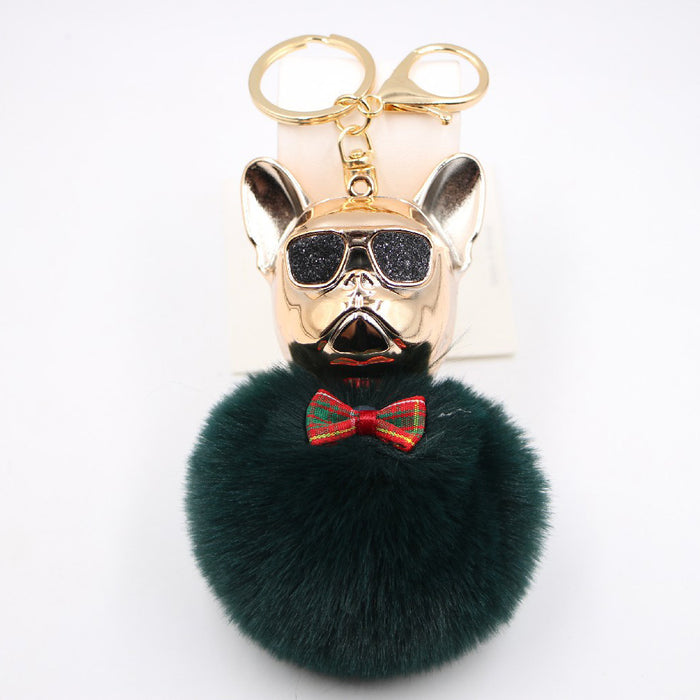 Jewelry WholesaleWholesale French Bulldog Alloy Faux Hair PVC Hairball Pom Pom  Keychain JDC-KC-Zuge017 Keychains 祖格 %variant_option1% %variant_option2% %variant_option3%  Factory Price JoyasDeChina Joyas De China