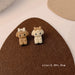 Jewelry WholesaleWholesale 925 Silver Needle Milk Coffee Color Cartoon Bear and Rabbit Earrings JDC-ES-HanXi001 Earrings 涵熙 %variant_option1% %variant_option2% %variant_option3%  Factory Price JoyasDeChina Joyas De China