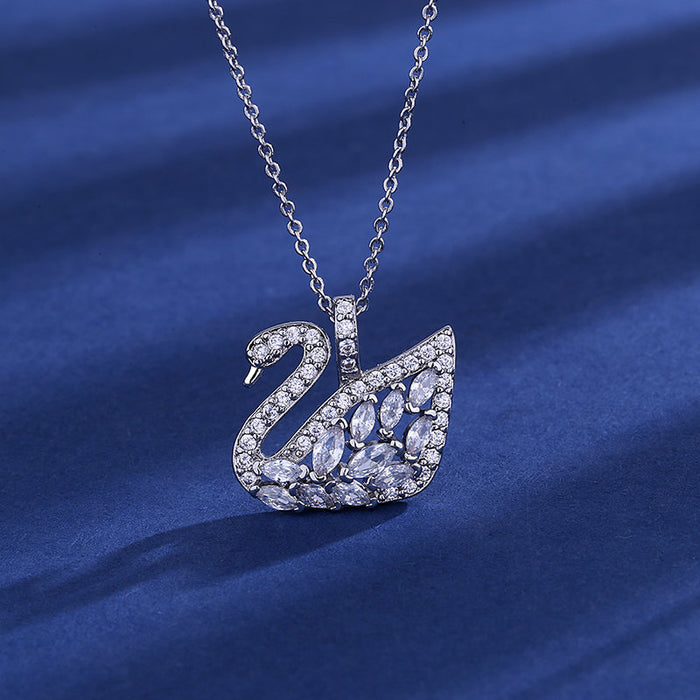 Wholesale elegant temperament swan necklace women's fashion all-match full of diamonds JDC-NE-BLX060