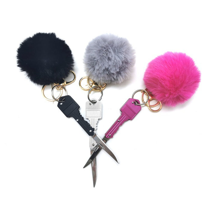 Jewelry WholesaleWholesale Metal Hair Ball Folding Mini Knife Keychain MOQ≥2 JDC-KC-XiangX007 Keychains 祥兴 %variant_option1% %variant_option2% %variant_option3%  Factory Price JoyasDeChina Joyas De China