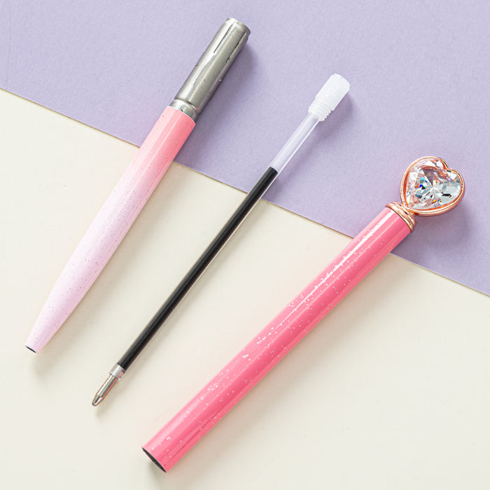 Wholesale Ballpoint Pen Metal Heart Diamond Gel Pen JDC-BP-HongD005