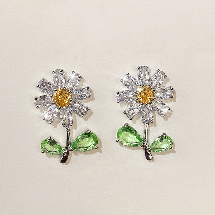 Wholesale Earrings Copper Zircon Daisy MOQ≥2 JDC-PREMCAOS-ES-017