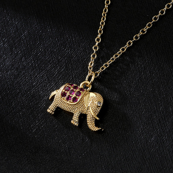 Wholesale Micro Set Zircon Elephant Pendant Necklace JDC-NE-AG155