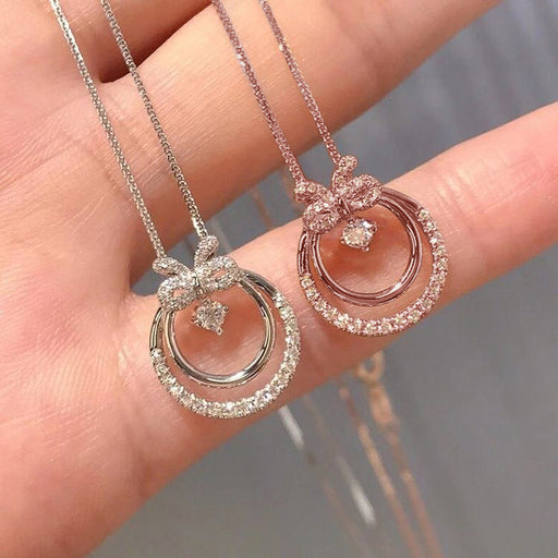 Jewelry WholesaleWholesale Sweet Bow Diamond Zircon Necklace MOQ≥2 JDC-NE-CaoS042 Necklaces 曹适 %variant_option1% %variant_option2% %variant_option3%  Factory Price JoyasDeChina Joyas De China