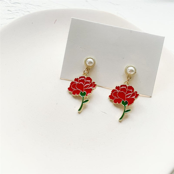 Jewelry WholesaleWholesale s925 silver needle retro rose carnation pearl ear needle JDC-ES-Wenhuam001 Earrings 未闻花名 %variant_option1% %variant_option2% %variant_option3%  Factory Price JoyasDeChina Joyas De China