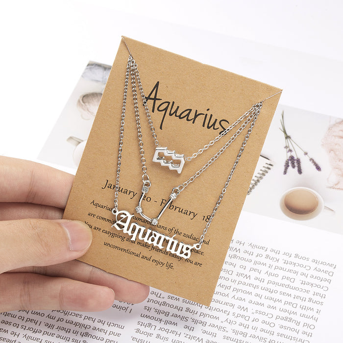 Jewelry WholesaleWholesale zodiac sign paper card necklace three-pack JDC-NE-YinH021 Necklaces 颖皓 %variant_option1% %variant_option2% %variant_option3%  Factory Price JoyasDeChina Joyas De China