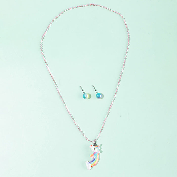 Jewelry WholesaleWholesale Fun Rainbow Kids Jewelry Set Resin Necklace + Ear Pins  MOQ≥3 JDC-ES- XLH008 Earrings 小螺号 %variant_option1% %variant_option2% %variant_option3%  Factory Price JoyasDeChina Joyas De China