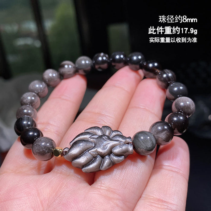 Jewelry WholesaleWholesale Silver Obsidian Fox Obsidian Bracelet Beads JDC-BT-BaiM010 Bracelet 百慕 %variant_option1% %variant_option2% %variant_option3%  Factory Price JoyasDeChina Joyas De China