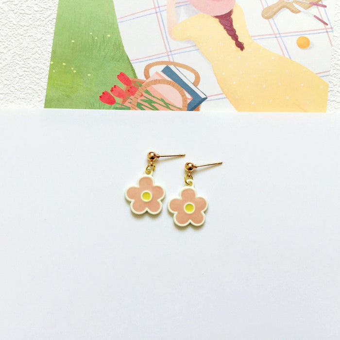 Wholesale Earrings Alloy Ceramic Color Flower Earrings MOQ≥10 JDC-ES-Lxx003