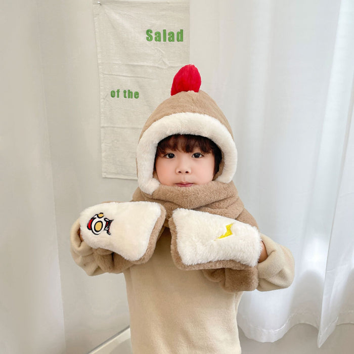 Wholesale Scarf Polyester Thickening Fabric Kids Hats Gloves Scarf Three Uses Autumn Winter Warm JDC-SF-Lewan002