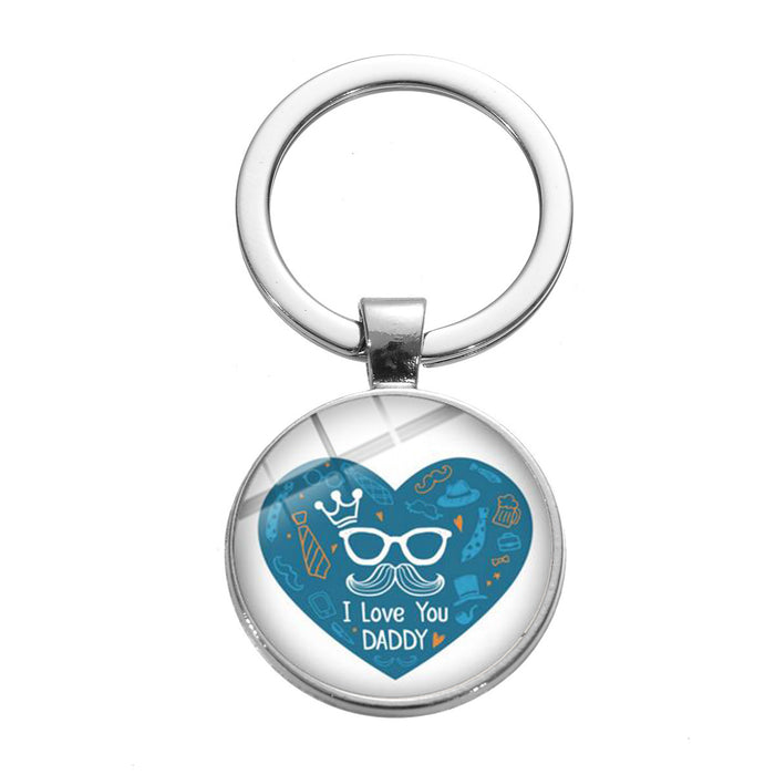 Wholesale Father's Day Gift Alloy Glass Time Gemstone Keychain JDC-KC-SongX007