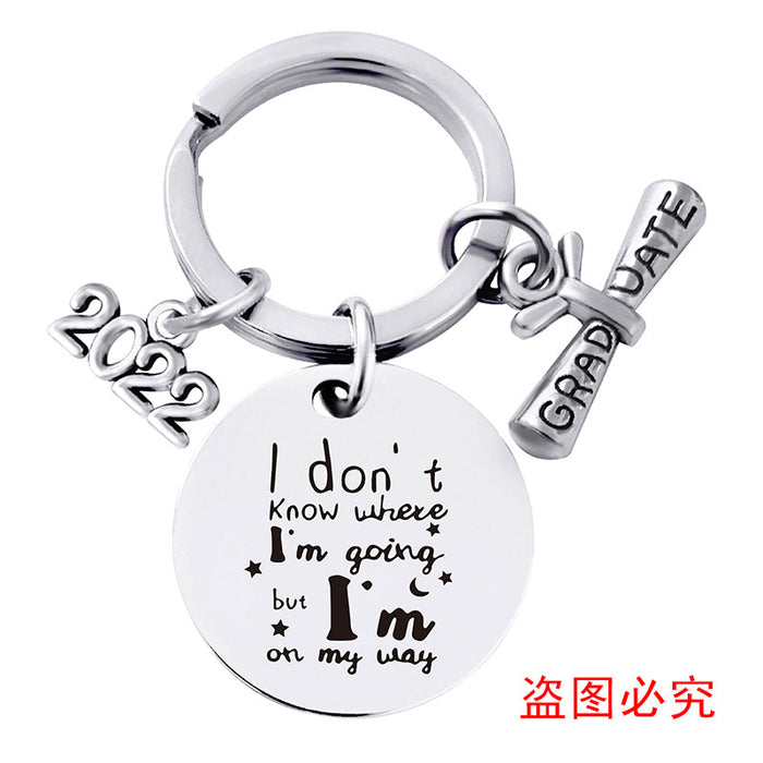 Jewelry WholesaleWholesale Stainless Steel Round Graduation Season Gift Metal Keychain JDC-KC-GangGu001 Keychains 钢古 %variant_option1% %variant_option2% %variant_option3%  Factory Price JoyasDeChina Joyas De China