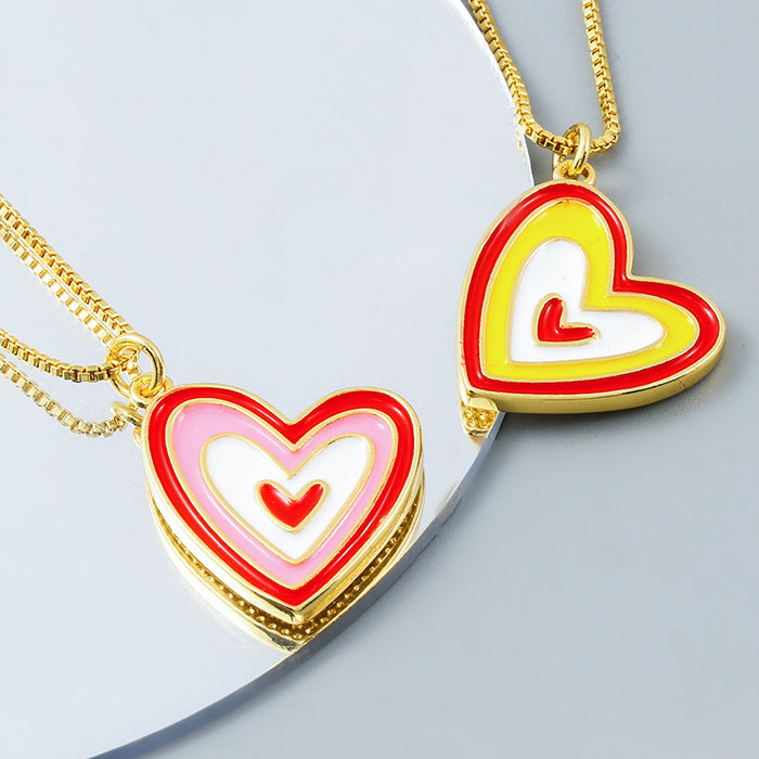 Jewelry WholesaleWholesale Colorful Accessories Brass Gold Plated Micro Set Zircon Heart Necklace JDC-NE-JingY004 Necklaces 循欧 %variant_option1% %variant_option2% %variant_option3%  Factory Price JoyasDeChina Joyas De China