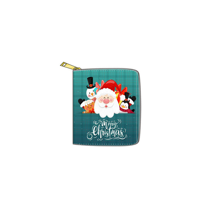 Wholesale Wallet PU Christmas Fawn Santa Claus Short Zipper MOQ≥3 JDC-WT-Dengxin015