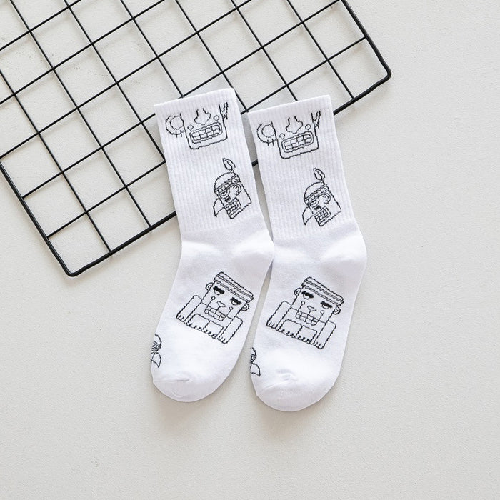 Wholesale Socks Polyester Cartoon Character Graffiti Medium Tube Socks JDC-SK-DRan002