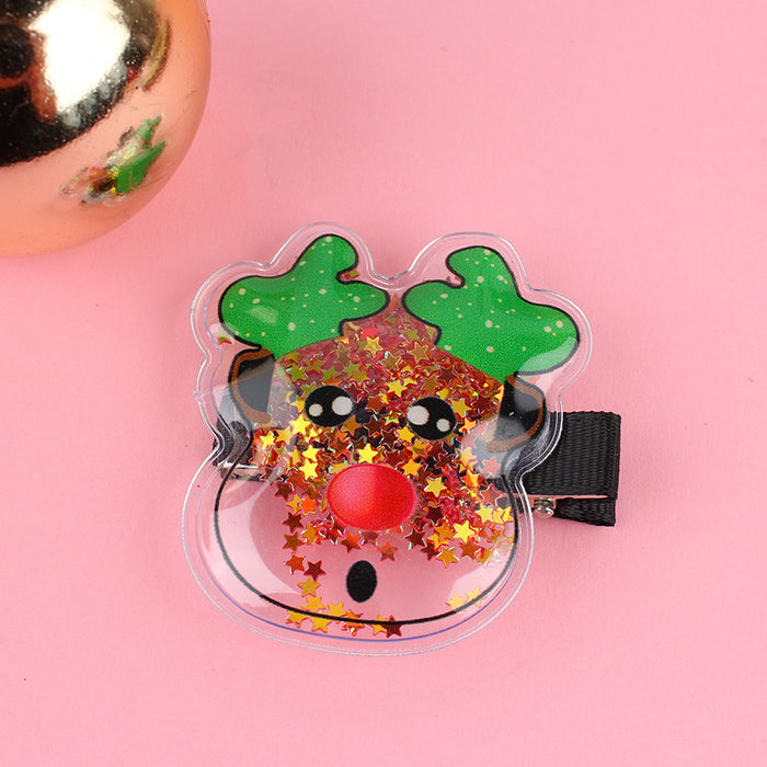 Wholesale Hair Clips Plastic Metal Quicksand Moose Christmas JDC-HC-GangL004