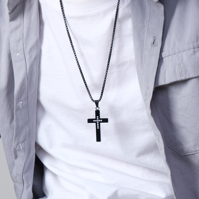 Wholesale Stainless Steel Diamond Cross Necklace JDC-NE-QianF010