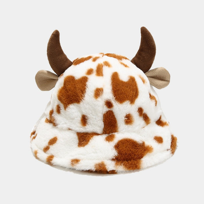 Wholesale Hat Imitation Rabbit Fur Cute Horn Plush Fisherman Hat MOQ≥2 JDC-FH-LvYi036