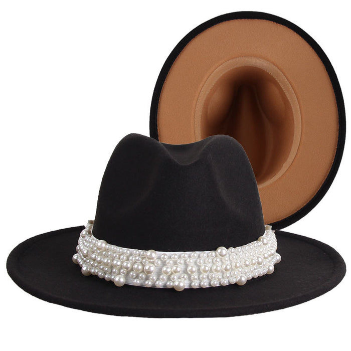 Wholesale Hat Woolen Double-sided Thickening British Retro Pearl Hat JDC-FH-XRong009