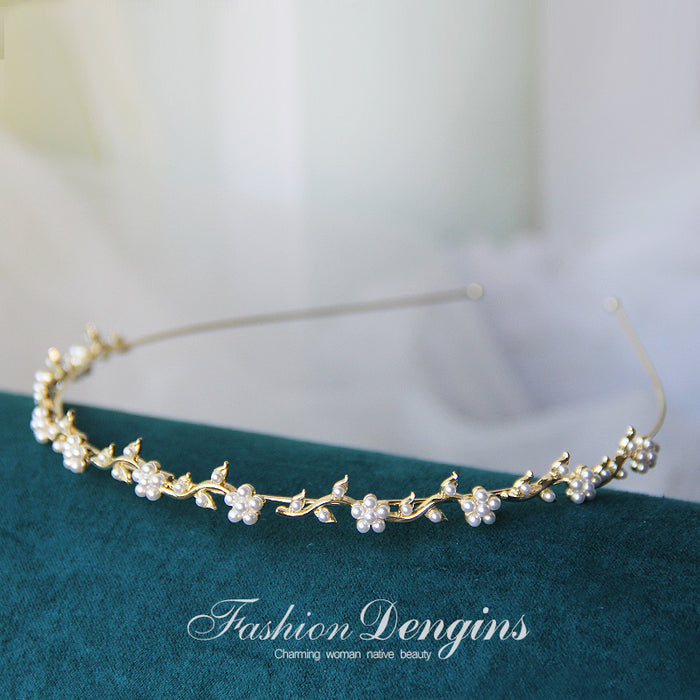 Wholesale Headband Pearl Rhinestone Opal Alloy JDC-HD-FSE001