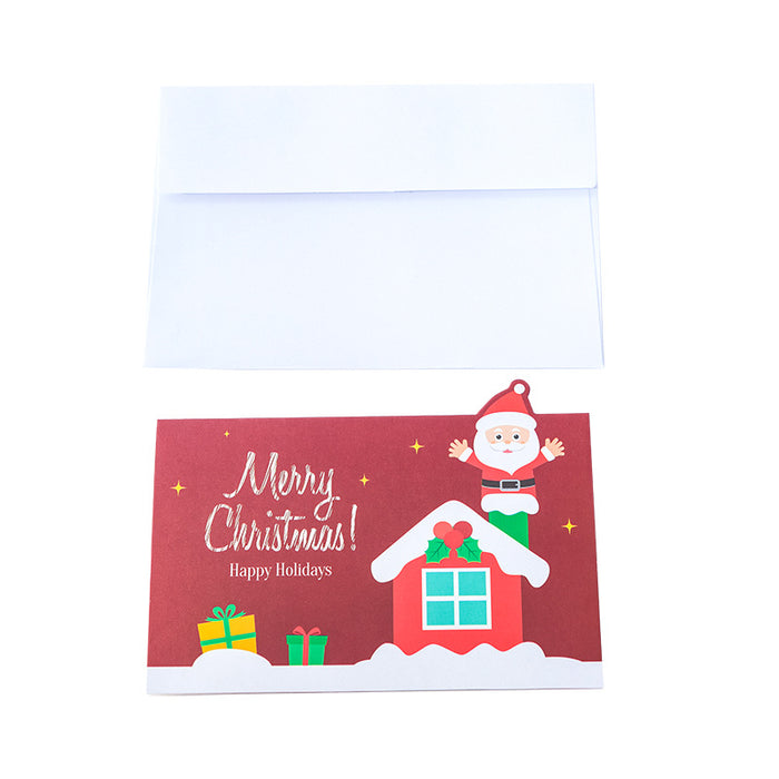 Wholesale Greeting Card Paper Cartoon Santa Claus Snowman Blessing Message Small Card 10pcs JDC-GC-SenS001