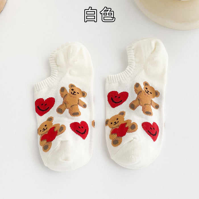 Wholesale socks summer thin boat socks cartoon socks to prevent heel drop MOQ≥3 JDC-SK-LinX005