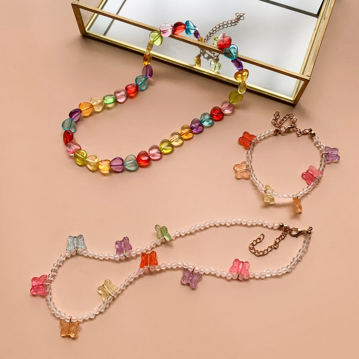 Wholesale Flower Rice Bead Bracelet Necklace Set JDC-NE-JQ190