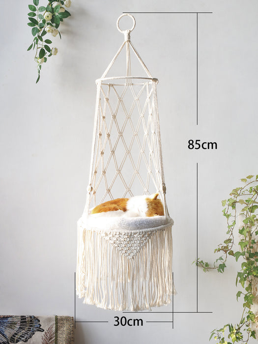 Wholesale boho woven cat litter hammock pet net pocket MOQ≥2 JDC-DC-RXin012