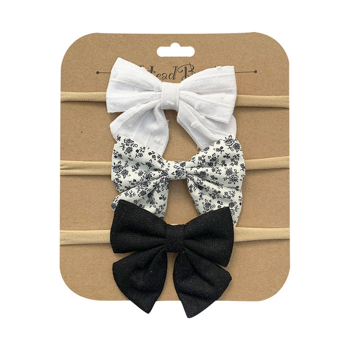 Wholesale Headband Cotton Linen Baby Soft Elastic Bow MOQ≥10 JDC-HD-AMSR004