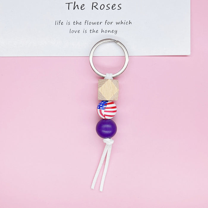 Wholesale 4th of July Independence Day Flag Pattern Keychain Letter Bracelet JDC-KC-RRui003