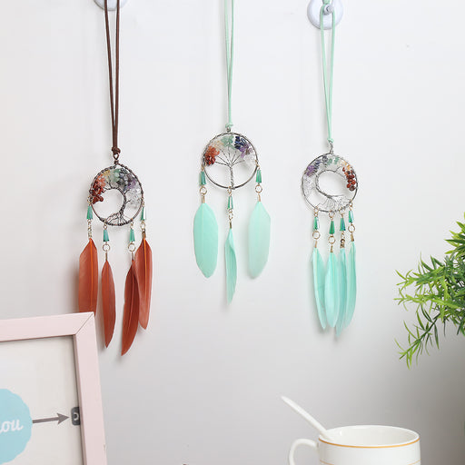 Jewelry WholesaleWholesale Feather Iron Ring Gravel Tree of Life Car Ornament JDC-DC-LZ047 Dreamcatcher 联缀 %variant_option1% %variant_option2% %variant_option3%  Factory Price JoyasDeChina Joyas De China