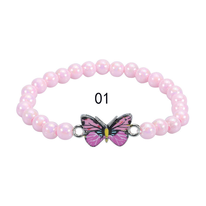 Wholesale Bracelet Acrylic Colorful Beaded Butterfly Kids Bracelet MOQ≥2 JDC-BT-YIYe036