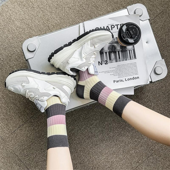 Wholesale Socks Cotton Coffee Striped Letter Socks JDC-SK-BingTao002