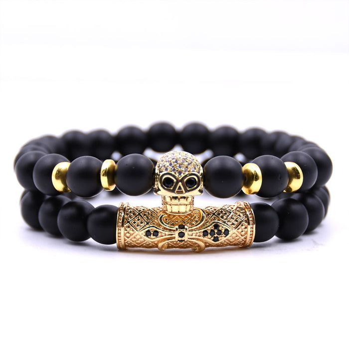 Wholesale Bracelet Beaded Copper Skull Head Micro Inlaid Zircon JDC-BT-JunH001