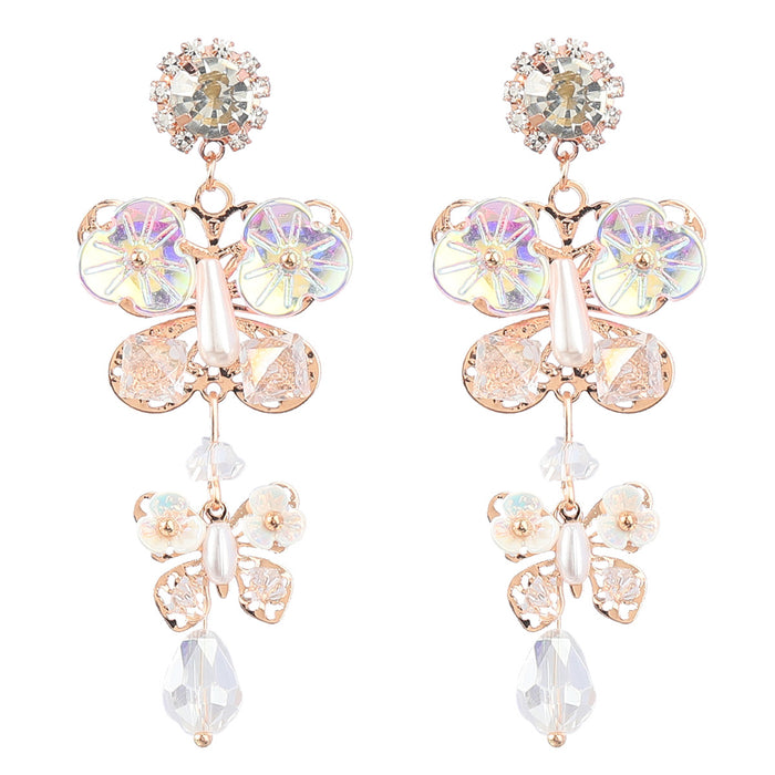 Wholesale Alloy Rhinestone Butterfly Flower Acrylic Earrings JDC-ES-JL1011