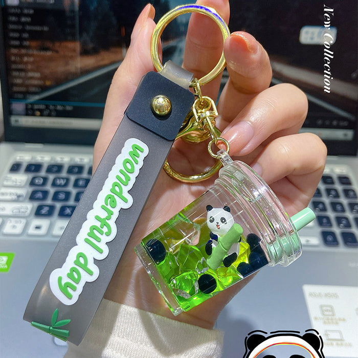 Wholesale iced milk tea animal oil keychain pendant MOQ≥4 JDC-KC-NGe001