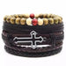 Jewelry WholesaleWholesale Four Piece Carpunk Hardware Leather Bracelet Multilayer Set Cross MOQ≥3 JDC-BT-BaB011 Bracelet 巴别 %variant_option1% %variant_option2% %variant_option3%  Factory Price JoyasDeChina Joyas De China