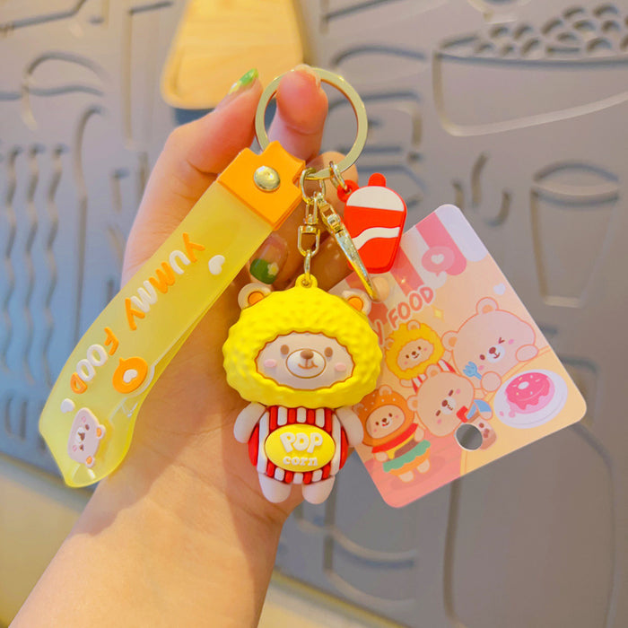 Wholesale Keychains PVC Alloy Cute Gluttonous Bear MOQ≥2 JDC-KC-YDao051