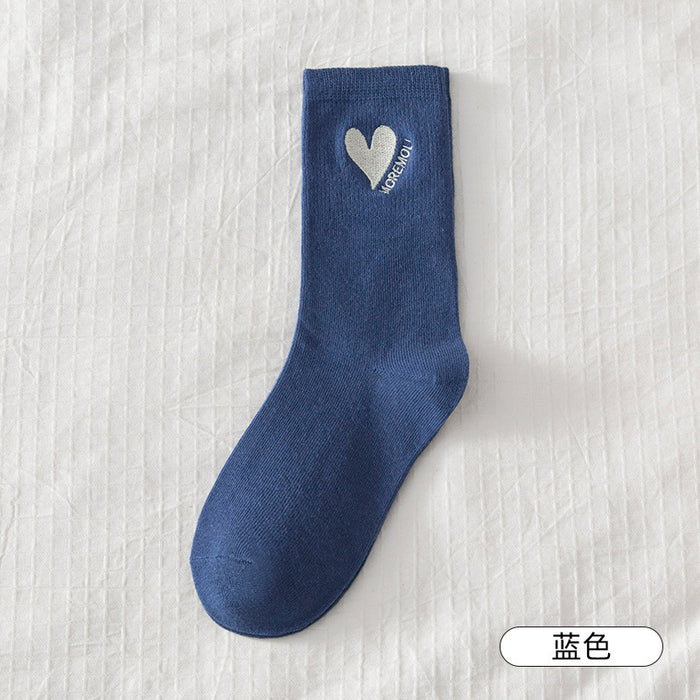 Wholesale Socks Cotton Cute Heart Embroidered Mid Tube Socks JDC-SK-RCM002