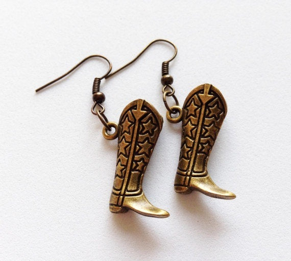 Wholesale Earrings Metal Vintage Cowboy Hat Cowboy Boots MOQ≥2 JDC-ES-TingYue002