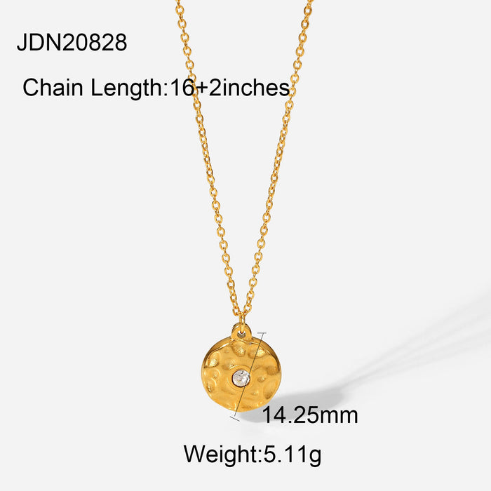 Wholesale Titanium Steel Round Diamond Eight-pointed Star Love Pendant Necklace JDC-NE-JD394