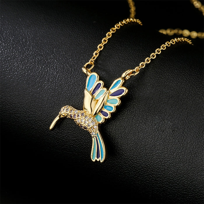 Jewelry WholesaleWholesale dripping oil personality fairy bird pendant copper plated real gold necklace JDC-NE-AG149 Necklaces 澳古 %variant_option1% %variant_option2% %variant_option3%  Factory Price JoyasDeChina Joyas De China