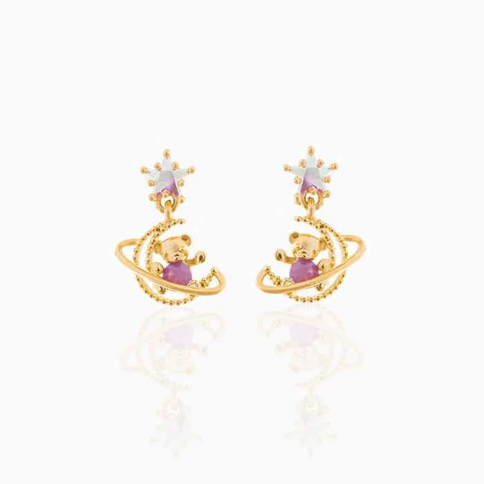 Wholesale Cartoon 18K Gold Jewelry Cute Bear Cloud Earrings JDC-ES-WB025