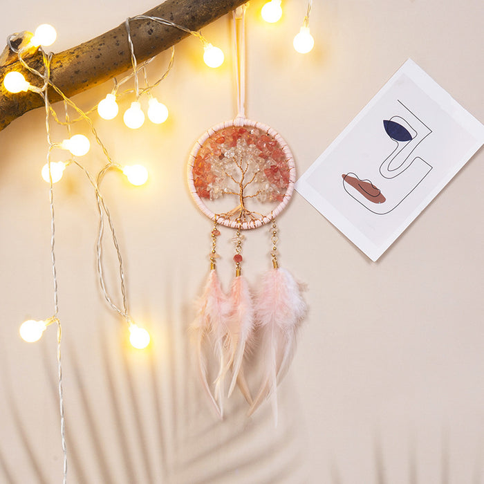 Jewelry WholesaleWholesale Crystal Tree of Life Feather Gravel Car Hanging Dreamcatcher MOQ≥2 JDC-DC-MGu024 Dreamcatcher 梦罟 %variant_option1% %variant_option2% %variant_option3%  Factory Price JoyasDeChina Joyas De China