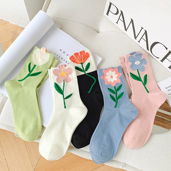 Wholesale summer three-dimensional flower mid-tube socks JDC-SK-XiuJi002