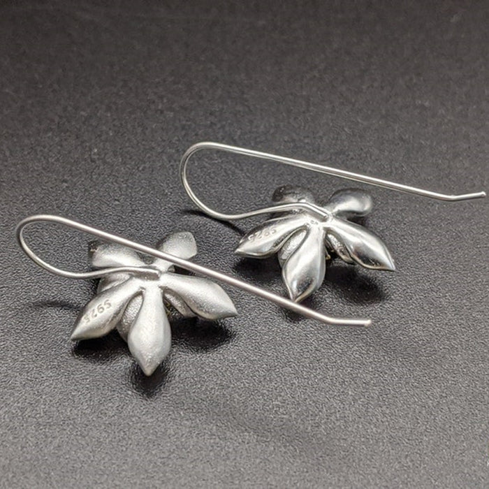 Wholesale Boho Vintage Silver Lotus Flower Earrings JDC-ES-Chenyou003